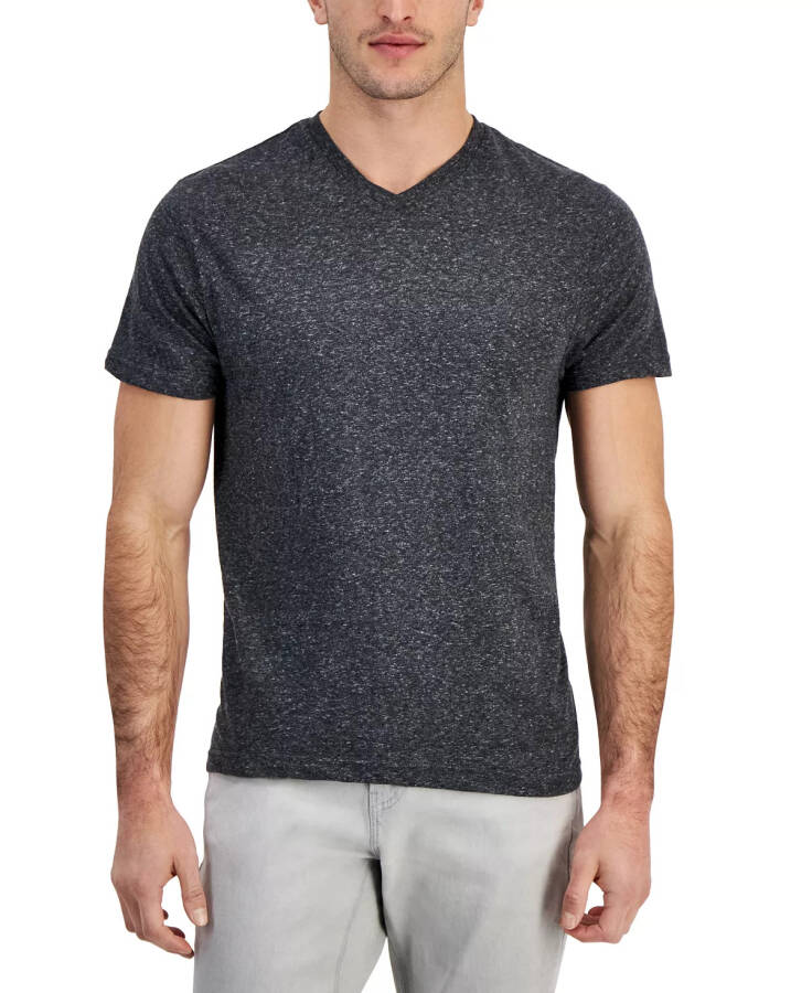 Men's V-Neck T-Shirt, Created for Modazone Black/White - 1