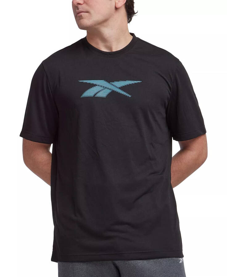 Men's Vector Performance Short Sleeve Logo Graphic T-Shirt Black/bold Cyan - 1