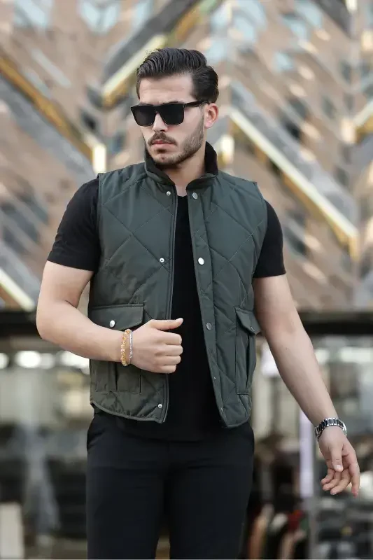 Men's Vest Seasonal Vest-KHAKI - 1