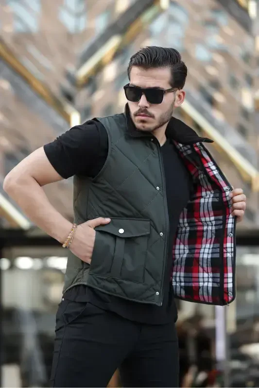 Men's Vest Seasonal Vest-KHAKI - 3