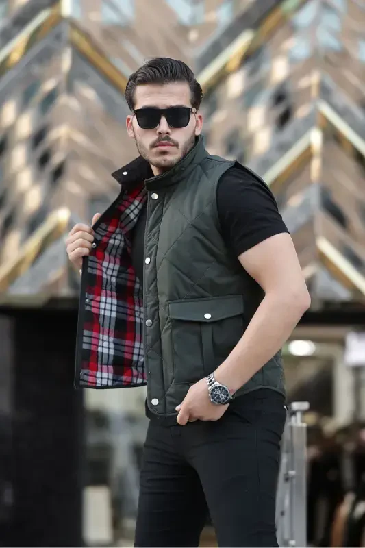 Men's Vest Seasonal Vest-KHAKI - 4