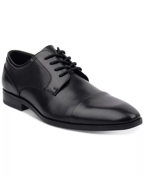 Men's Victor Faux-Leather Lace-Up Cap-Toe Dress Shoes, Created for Modazone Black - 1