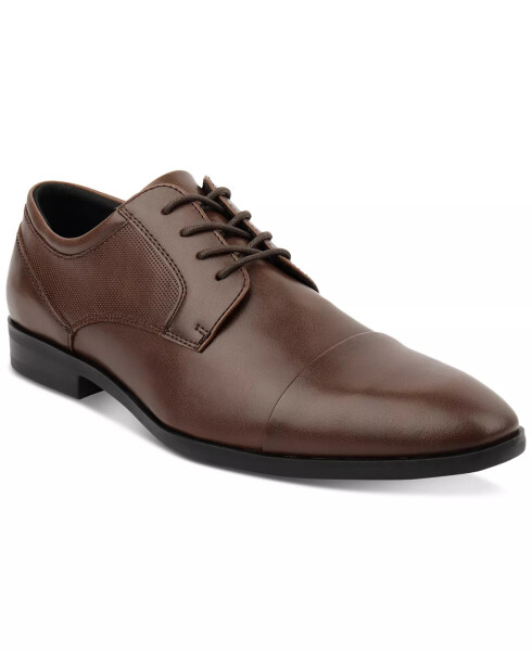 Men's Victor Faux-Leather Lace-Up Cap-Toe Dress Shoes, Created for Modazone Brown - 1