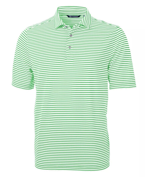 Men's Virtue Eco Pique Stripe Recycled Polo Shirt Kelly Green - 1