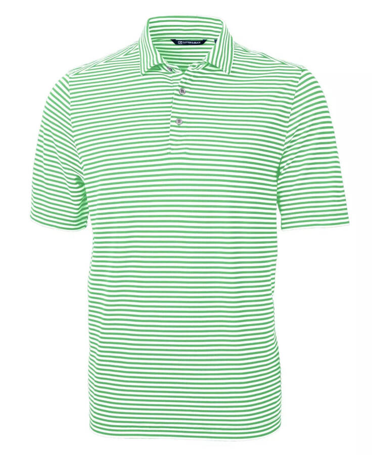 Men's Virtue Eco Pique Stripe Recycled Polo Shirt Kelly Green - 1