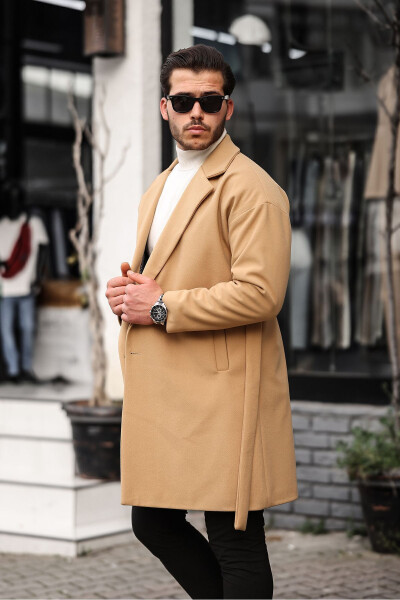 Men's Vision Belted Oversized Relaxed Fit Check Coat - 2