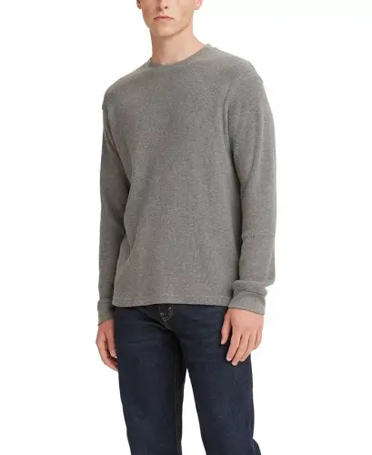 Men's Waffle Knit Thermal Long Sleeve T-Shirt - Chisel Gray 