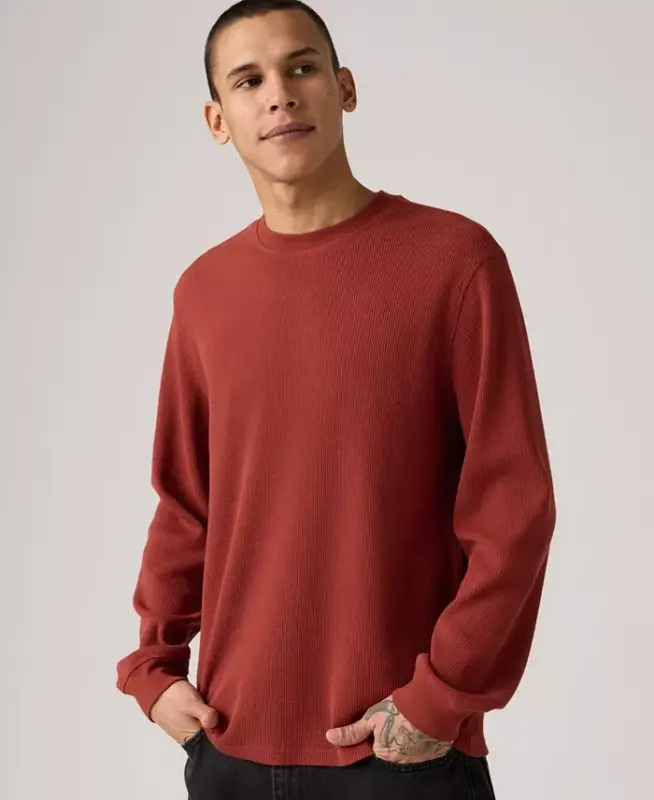 Men's Waffle Knit Thermal Long Sleeve T-Shirt - Russet Brown - LEVI'S