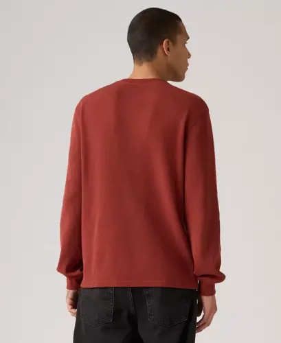 Men's Waffle Knit Thermal Long Sleeve T-Shirt - Russet Brown - 3