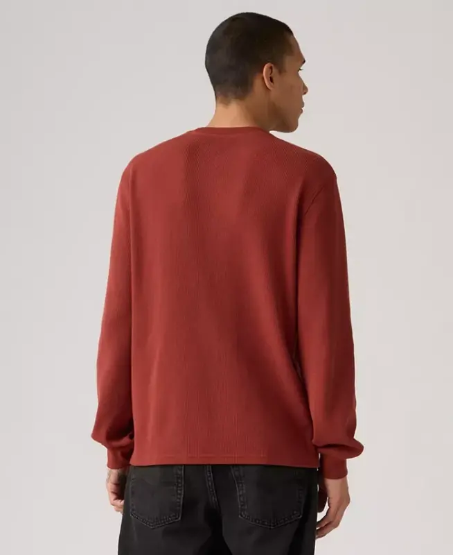 Men's Waffle Knit Thermal Long Sleeve T-Shirt - Russet Brown - 3
