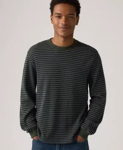 Men's Waffle Knit Thermal Long Sleeve T-Shirt - Stripe Duffel Bag 