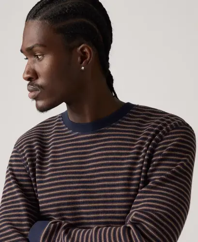 Men's Waffle Knit Thermal Long Sleeve T-Shirt - Stripe Navy - LEVI'S (1)