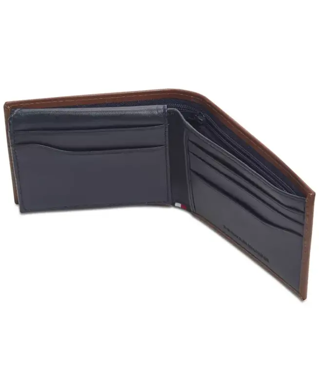 Men's Walt Leather RFID Bifold Wallet-Tan/navy - 2