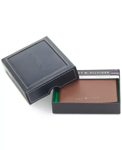 Men's Walt Leather RFID Bifold Wallet-Tan/navy - 3