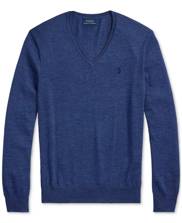 Men's Washable Wool V-Neck Sweater Navy Htr - 5