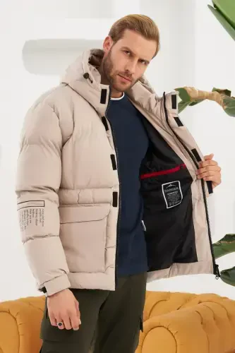 Men's Water and Windproof Sports Padded Jacket Stone-Stone - 5