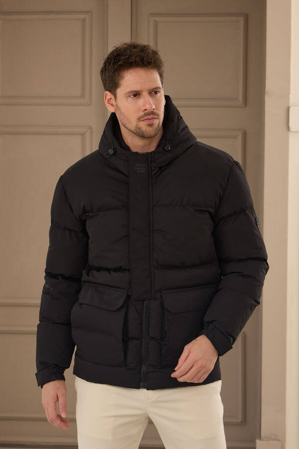 Men's Water and Windproof Sports Puffer Jacket Black - 7