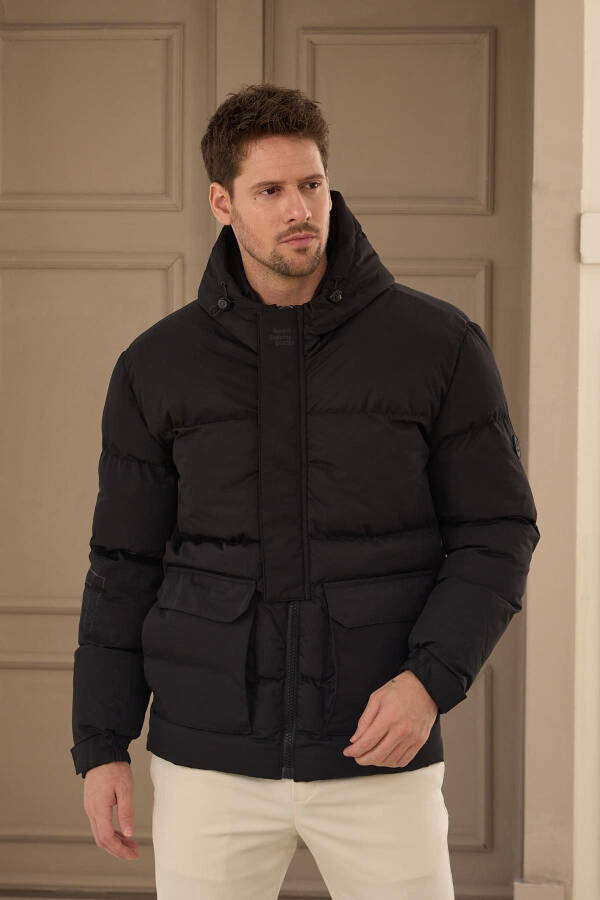 Men's Water and Windproof Sports Puffer Jacket Black - 4
