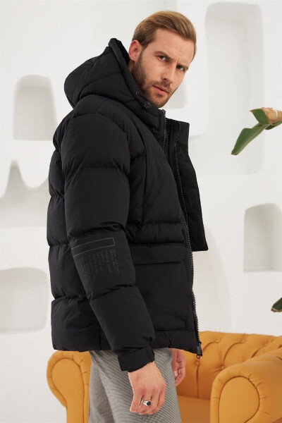 Men's Water and Windproof Sports Puffer Jacket Black - 5