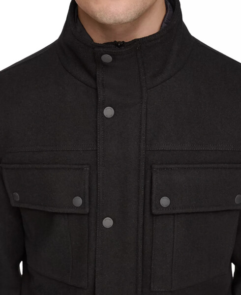 Men's Water-Repellent Jacket with Zip-Out Quilted Puffer Bib - Black - 4