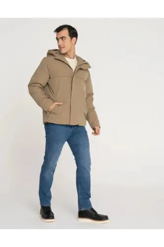 Men's Water-Resistant Hooded Jacket - Blawave-Greige - 3