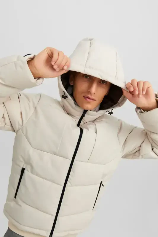 Men's Water-Resistant Hooded Puffer Jacket - Otis-Moonbeam - 1