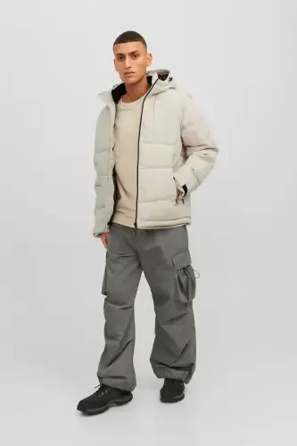 Men's Water-Resistant Hooded Puffer Jacket - Otis-Moonbeam - 4