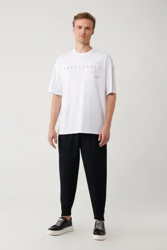 Men's White 100% Cotton Crew Neck Printed T-Shirt A41Y1157 - 5