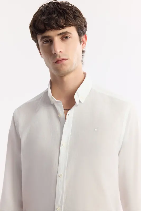 Men's White 100% Cotton Fine Soft Touch Buttoned Y - 2