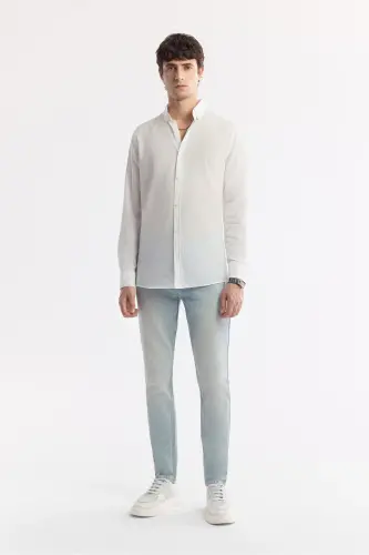 Men's White 100% Cotton Fine Soft Touch Buttoned Y - 5