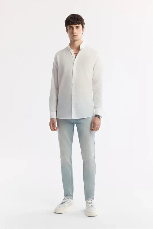Men's White 100% Cotton Fine Soft Touch Buttoned Y - 5