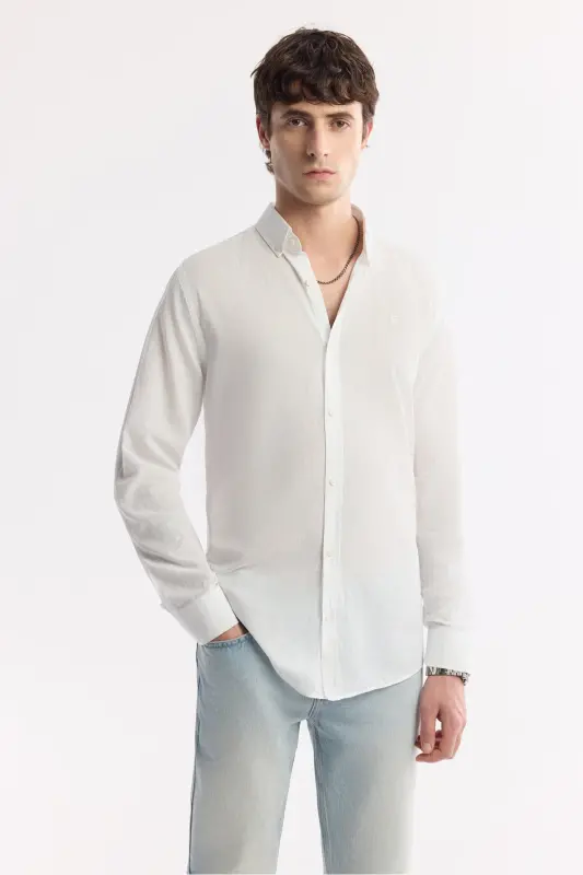 Men's White 100% Cotton Fine Soft Touch Buttoned Y - 6