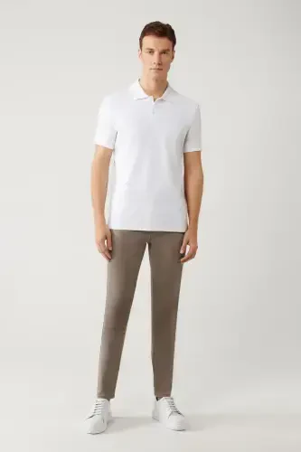 Men's White 100% Cotton Quick Dry Regular Fit Non-Wrinkle Polo Collar T-shirt B001032 - 5