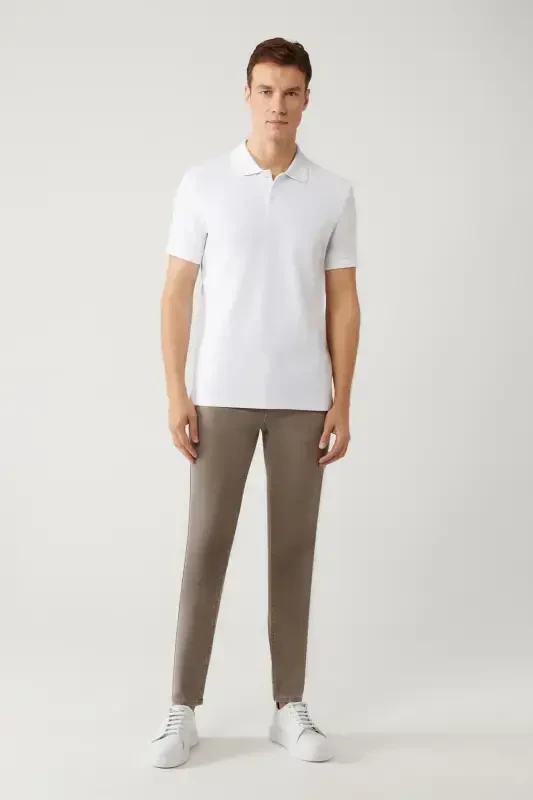 Men's White 100% Cotton Quick Dry Regular Fit Non-Wrinkle Polo Collar T-shirt B001032 - 5