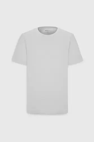 Men's White 100% Cotton Slim Fit Slim Fit Crew Neck Basic T-Shirt - 11