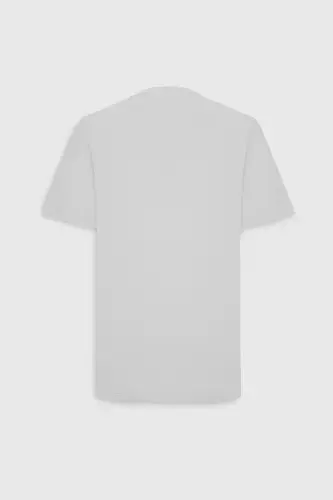 Men's White 100% Cotton Slim Fit Slim Fit Crew Neck Basic T-Shirt - 14