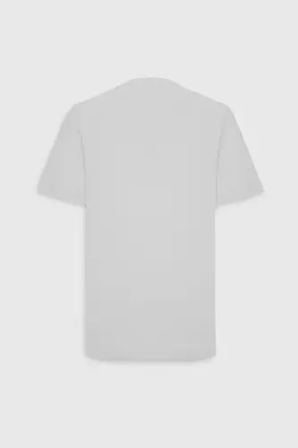 Men's White 100% Cotton Slim Fit Slim Fit Crew Neck Basic T-Shirt - 14