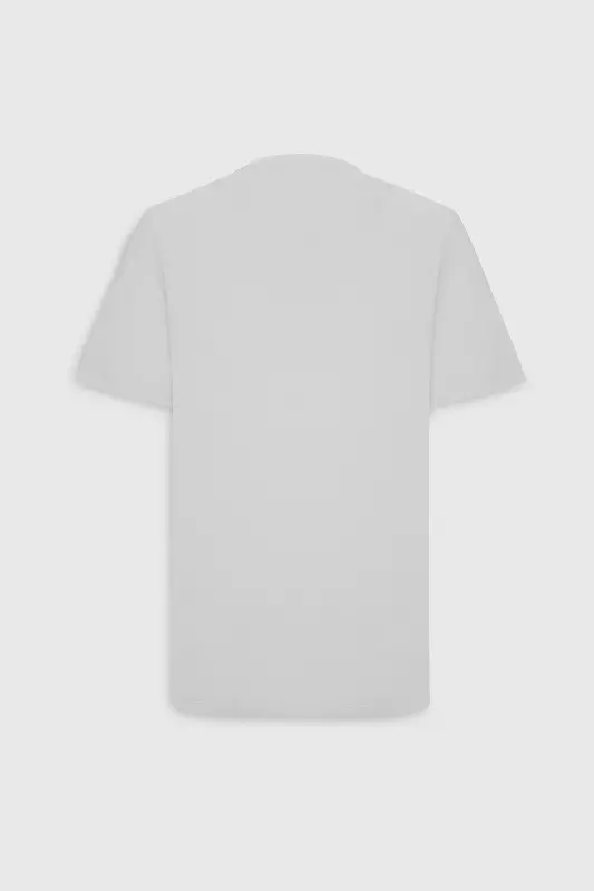 Men's White 100% Cotton Slim Fit Slim Fit Crew Neck Basic T-Shirt - 14