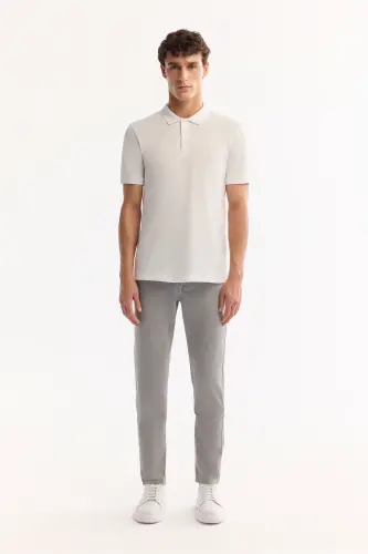 Men's White 100% Egyptian Cotton Regular Fit 3-Button Polo Collar T-shirt B001027 - 6