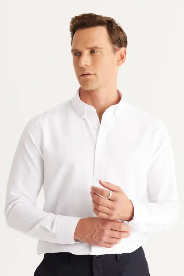 Men's White 2-pack Cotton Oxford Easy Iron - 7