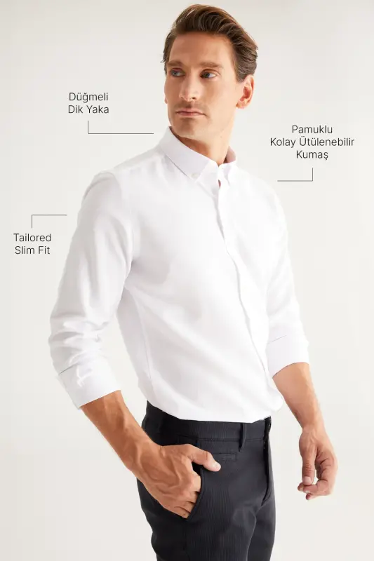 Men's White 2-pack Cotton Oxford Easy Iron - 6