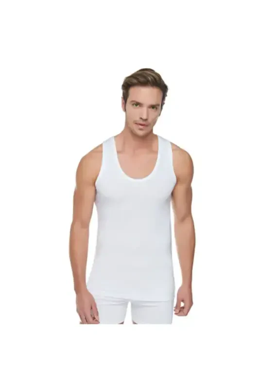 Men's White 3-Piece Tank Top-WHITE - 1