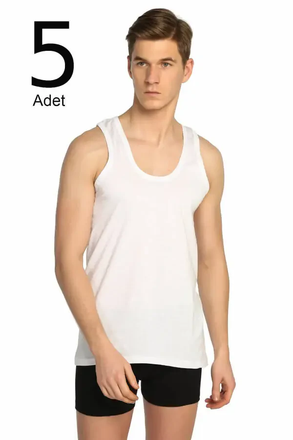 Men's White 5-Pack Classic Undershirt ELF568T0101CCM5 - 1