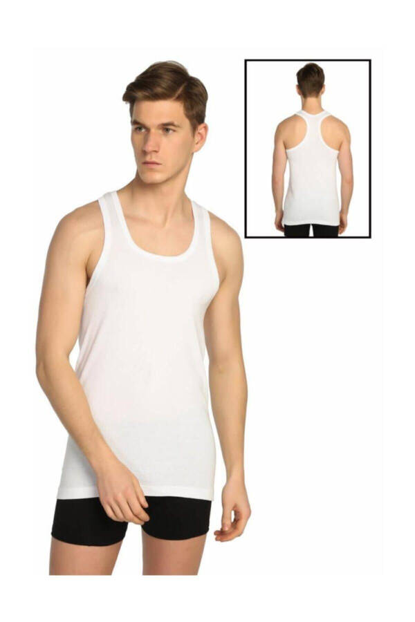 Men's White 5 Pack Ribbed Sports Tank Top ELF568T0118CCM5 - 2