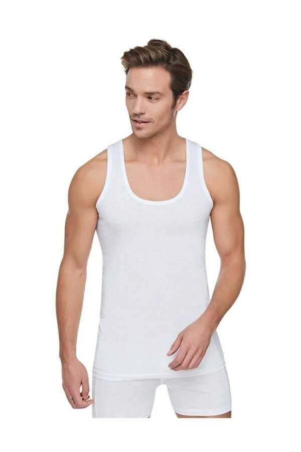 Men's White 6-Pack Cotton Crew Neck Undershirt - 1