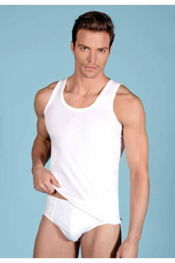 Men's White 6-Pack Cotton Crew Neck Undershirt - 8