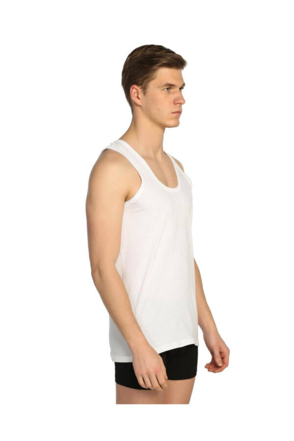 Men's White 6-Pack Cotton Crew Neck Undershirt - 3