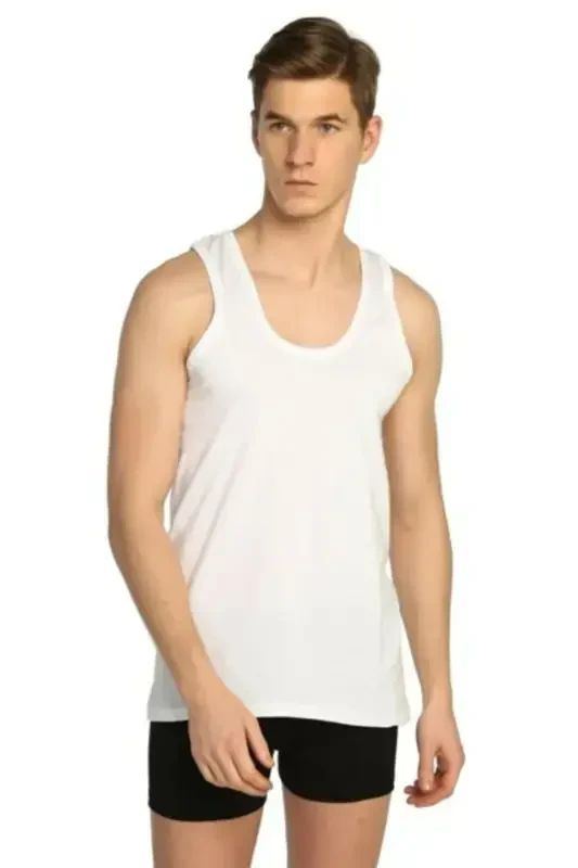 Men's White 6-Pack Cotton Jersey Tank Top - 1