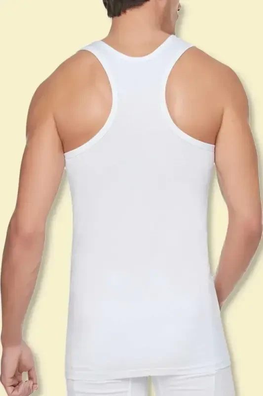 Men's White 6-Pack Cotton Ribbed Tank Top-White - TUTKU