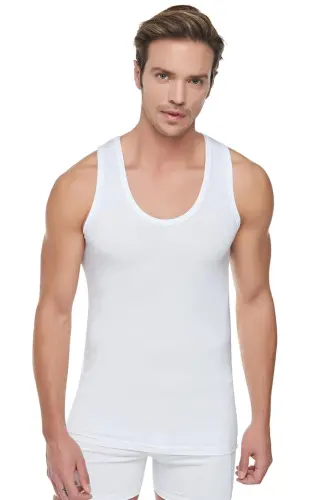 Men's White 6-Pack Rib Classic Tank Top - White 